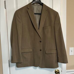 Chaps Olive Brown Single-Breasted Two-Button Blazer